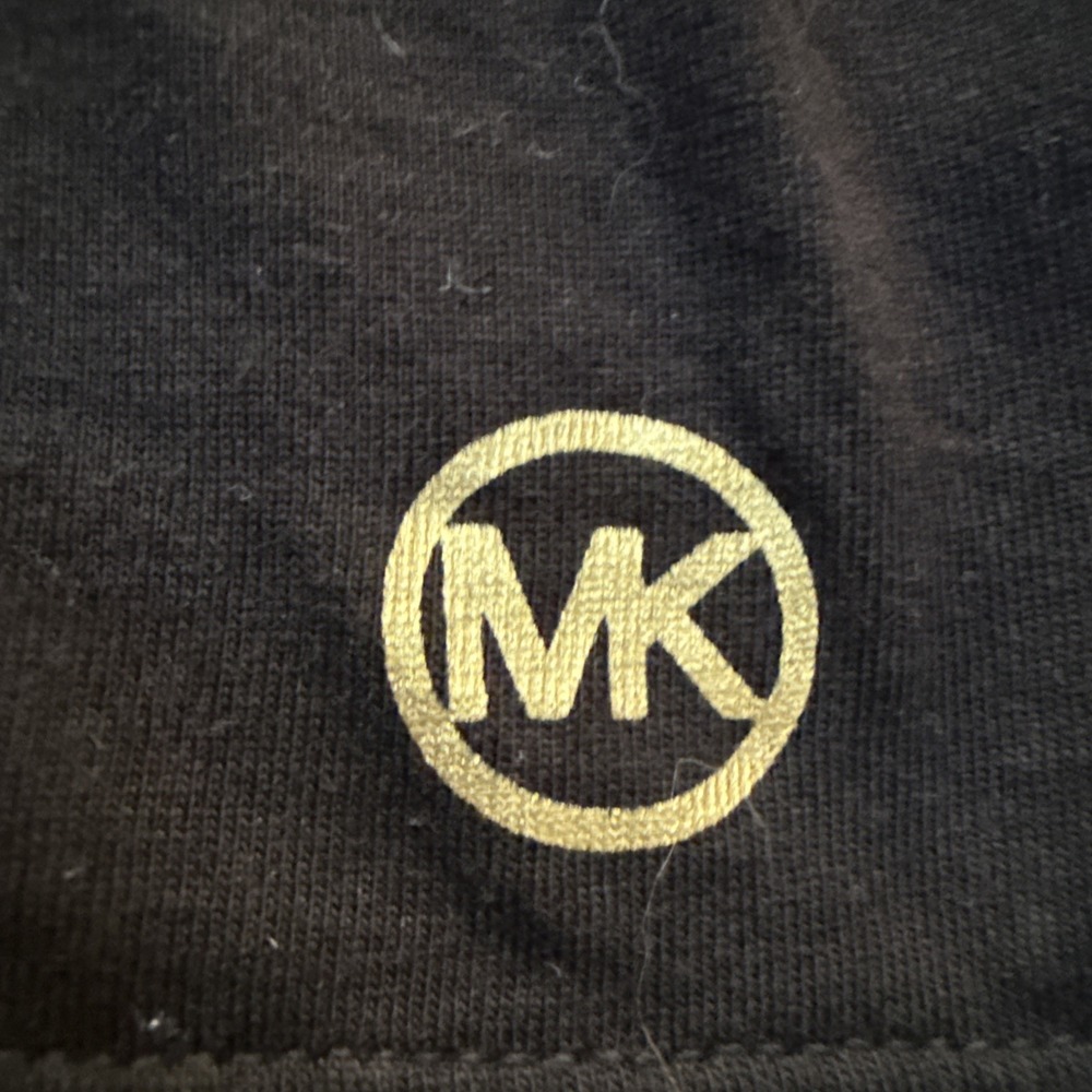 Michael Kors Black Gold Studded T Shirt MK Logo Crew Neck Sz M Short Sleeve Tee - Picture 5 of 5
